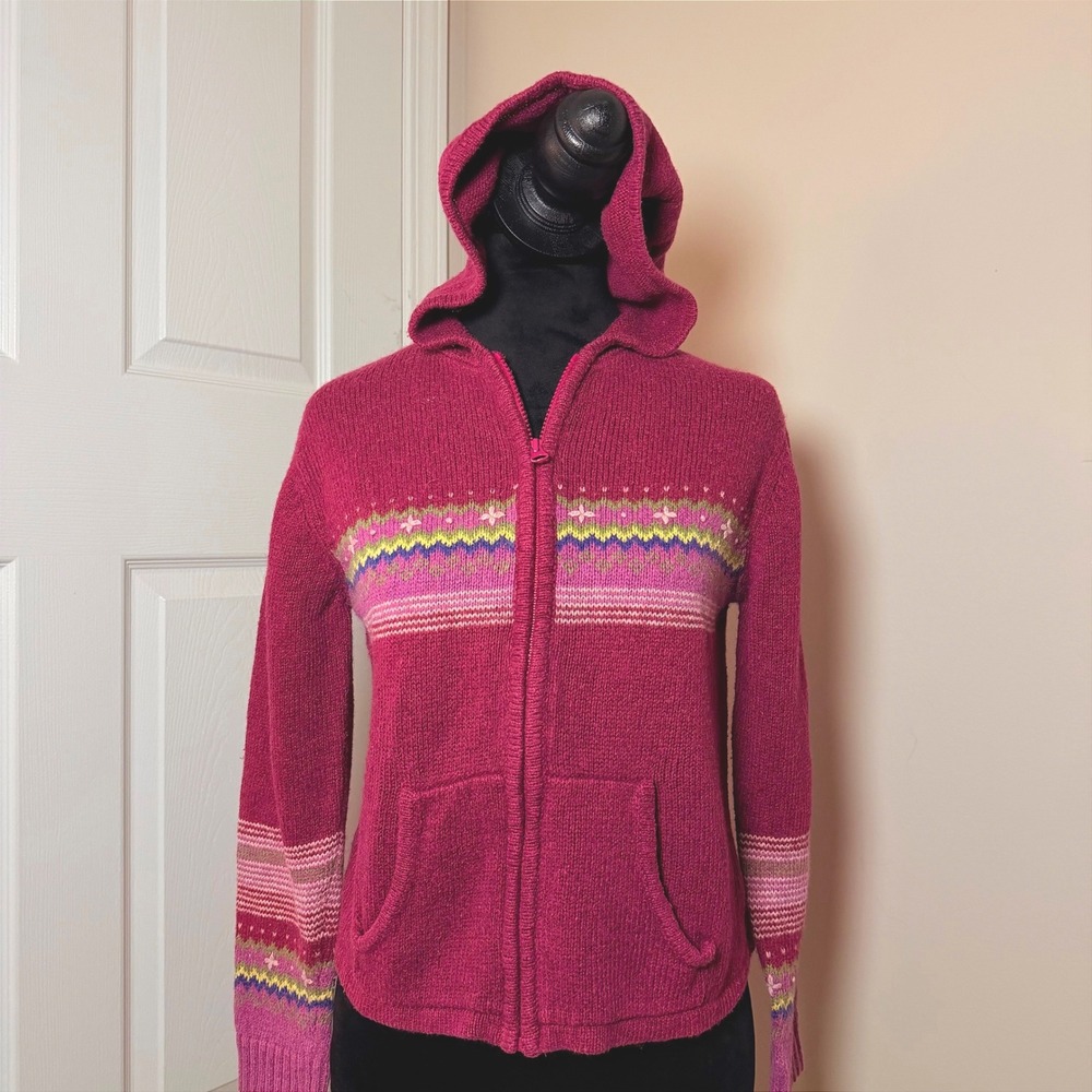 VTG Xhilaration Wool Blend Knit Sweater Jacket Hoodie Fall/Winter Full Zip SZ S